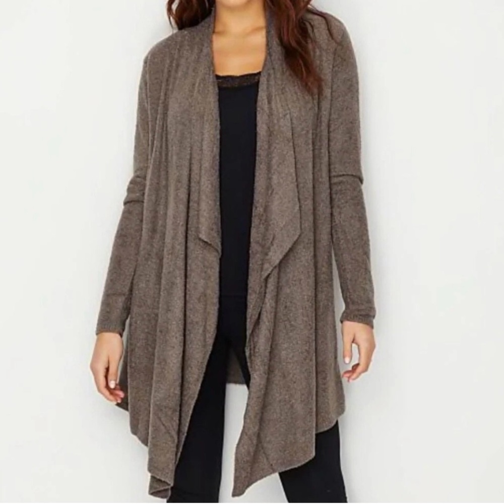 Barefoot Dreams Bamboo Chic Lite Brown Open Front Cardigan Sweater Size S/M